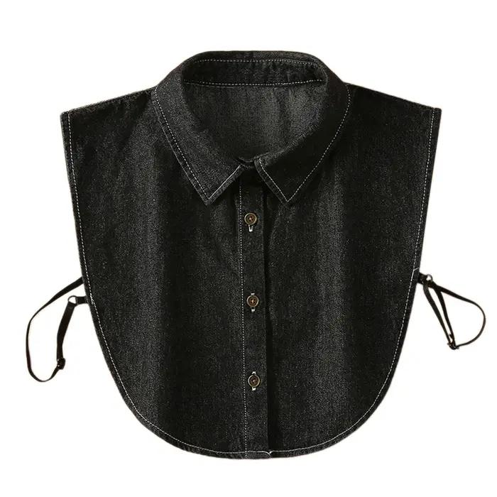 Faux col de chemise pour femme en jean, détachable, professionnel, polyvalent, décoratif, style demi