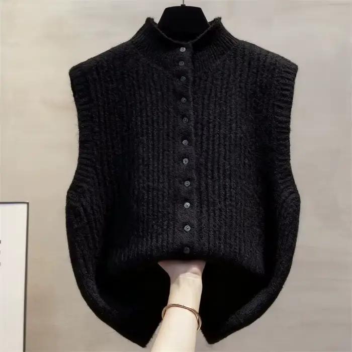 Vêtements pour femmes 2026 automne nouvelle mode sans manches col rond pull pour femmes Vintage pull