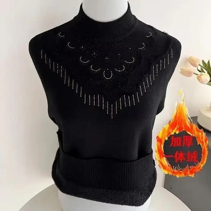 Pull épais en velours pour femmes, élégant, pour personnes âgées, printemps-automne, couches intérie