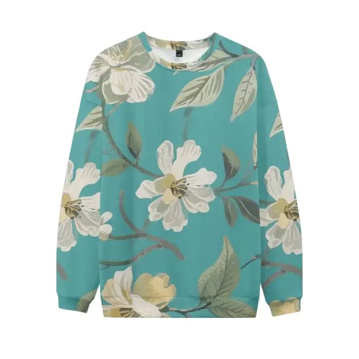 ​ Sweat-shirt à imprimé Floral pour femmes, manches longues, col rond, pull Vintage avec graphique b