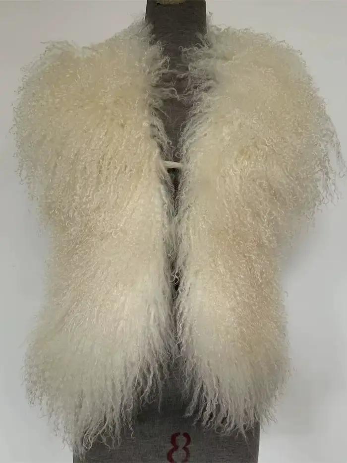 Gilets à col en V profond pour femmes, veste dos nu, haut moelleux, manteau à licou en fourrure mong