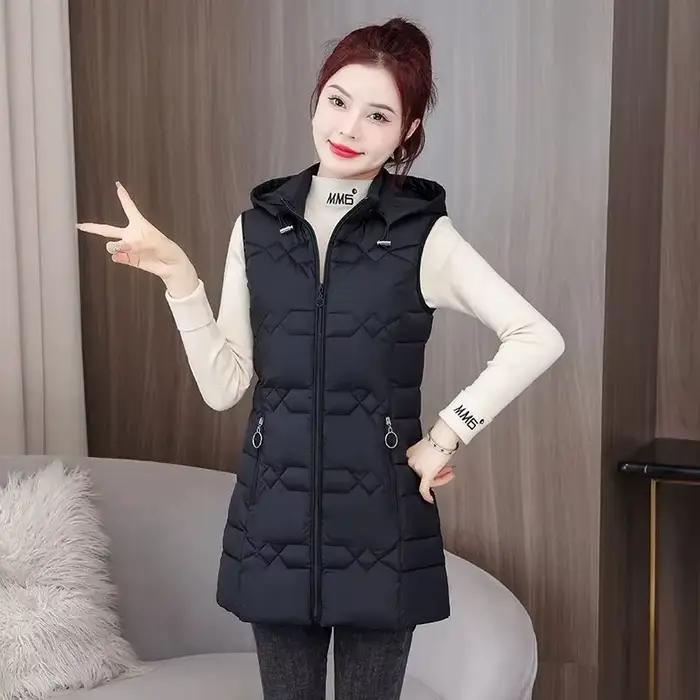 Nouvelle femme gilet automne hiver chaud vers le bas coton gilets femme épais amovible à capuche gil