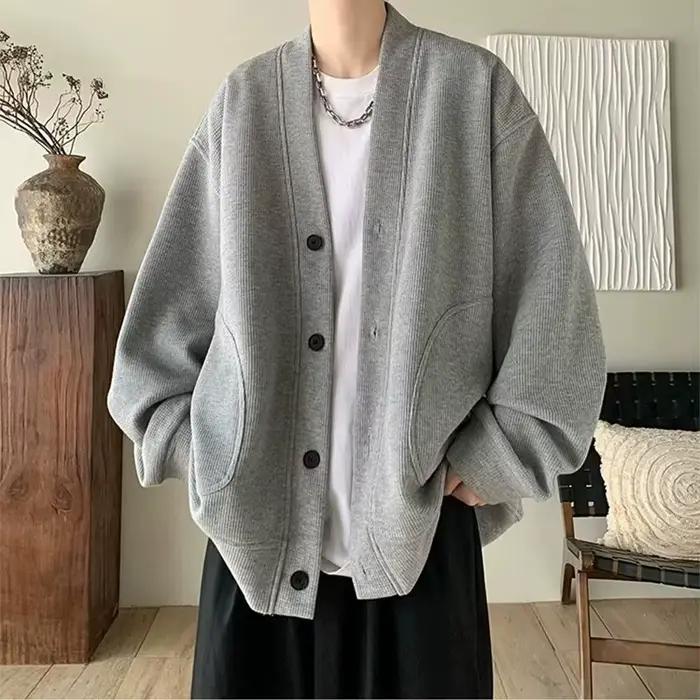 Veste tricotée à col en v pour hommes, nouvelle veste d'automne de marque tendance, Style décontract