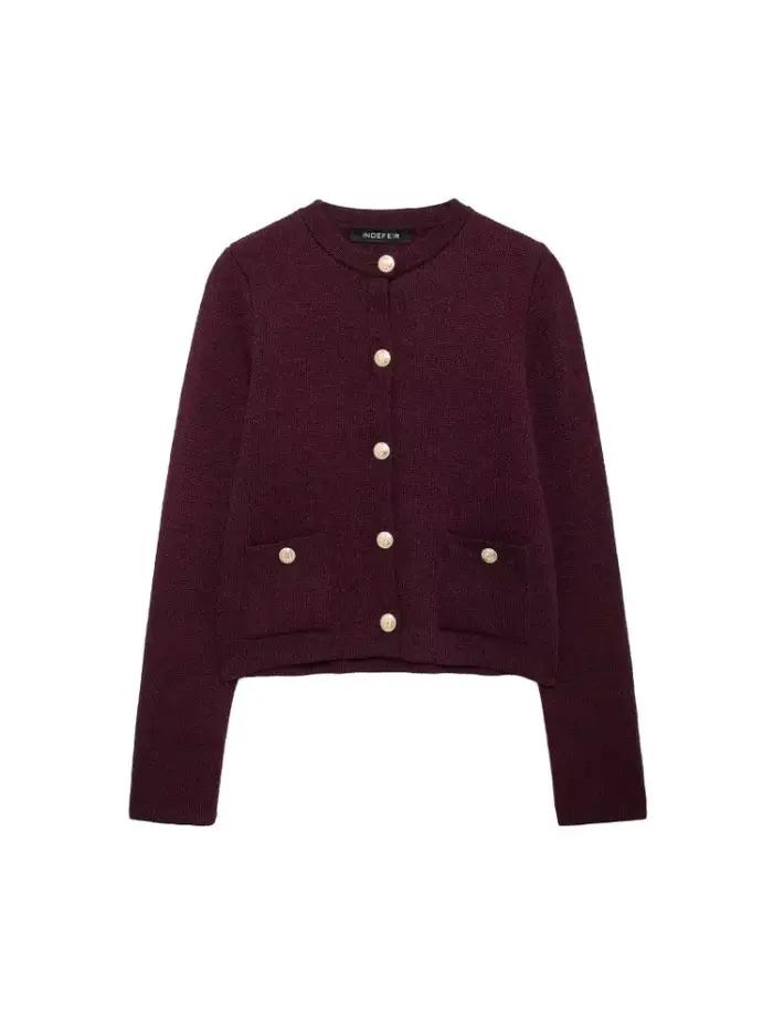 Cardigan en tricot avec boutons pour femmes, manteau Harajuku Vintage, col rond, pull d'automne, bor