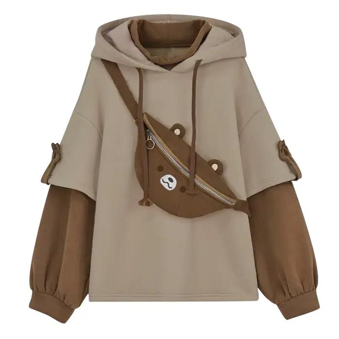 Sweat à capuche ours à manches longues pour femmes, sweat-shirt décontracté, streetwear Y2K, vêtemen