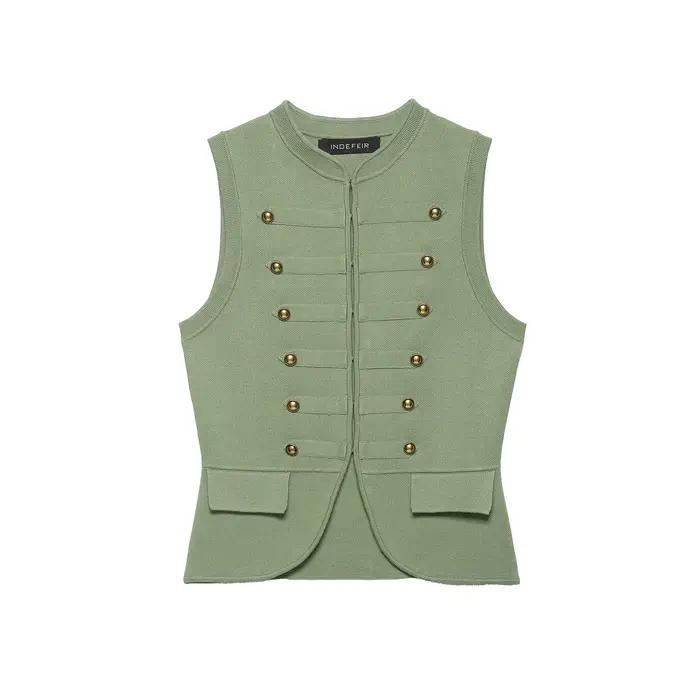 Gilet tricoté décontracté pour femme, style confortable pour le quotidien, avec décoration en nœud, 