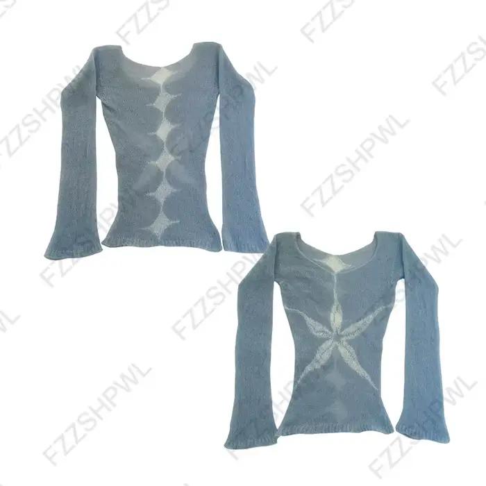 Kawaii Slim Fashion Y2k Pull tricoté classique minimaliste Chic tricots décontractés couleur unie Un
