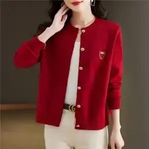 Cardigan tricoté à col rond pour femmes, nouvelle veste courte, ample, extérieure et fine, printemps