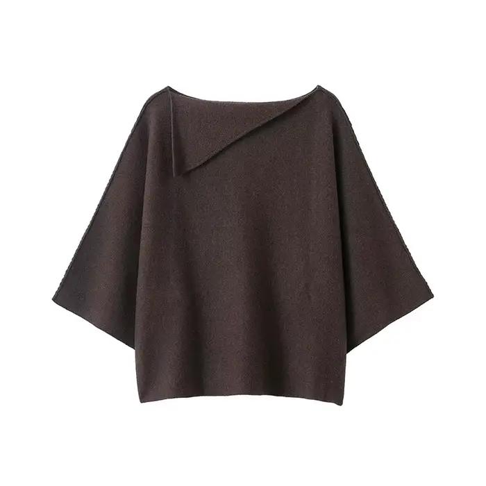 Willshela femmes mode solide ample tricoté pull pull Vintage col rond manches longues femme Chic mon
