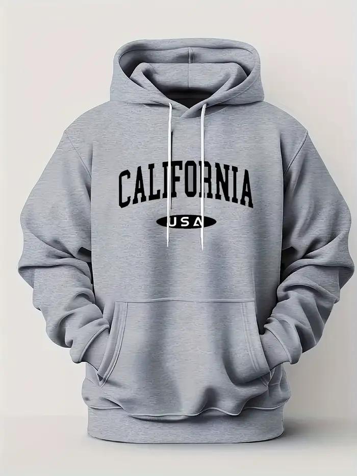 Sweat à capuche California avec poche avant, manches longues, style décontracté streetwear, sportif,