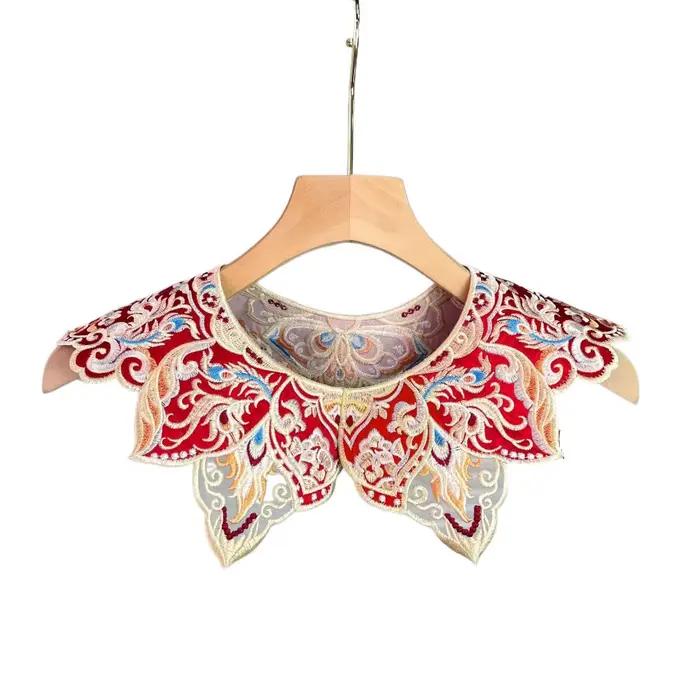 Faux col élégant, Design brodé, motif Floral, châle en dentelle, décoratif fait à la main, col Yunji