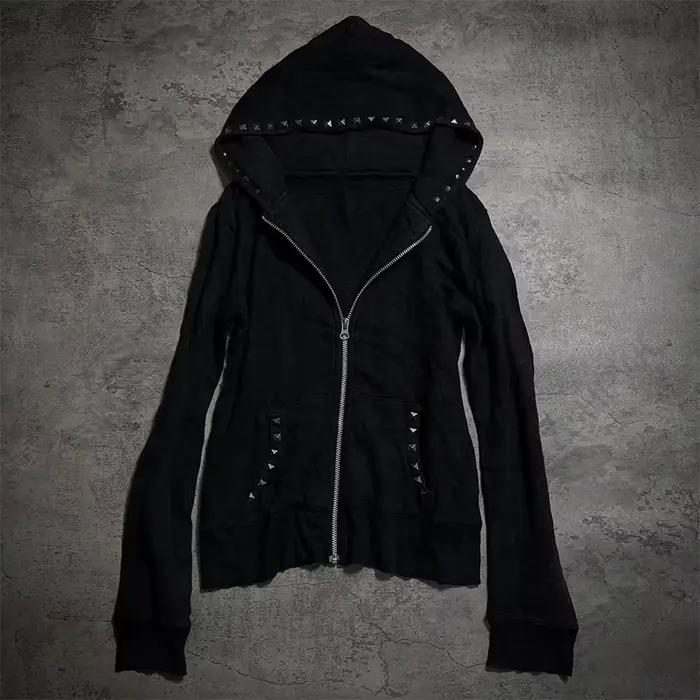Sweat-shirt à capuche avec col en fourrure pour femme, vêtement gothique, esthétique, décontracté, S