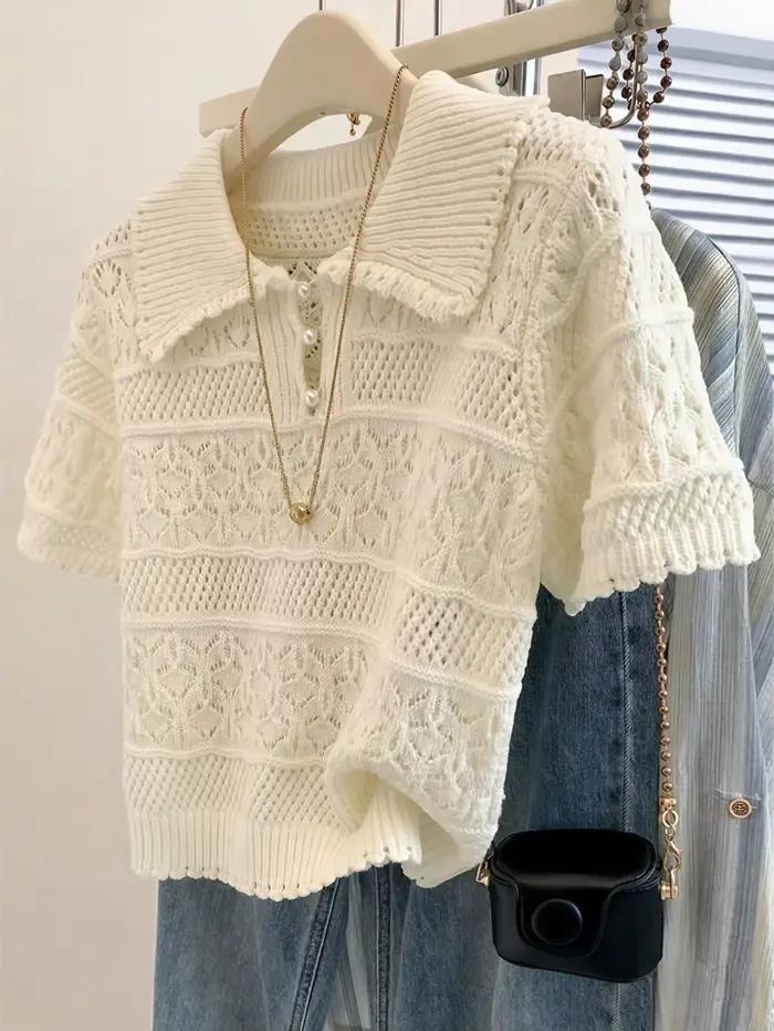 Nouveau pull tricoté élégant multicolore pour femme – Tissu polyvalent et tendance pour l'été et les