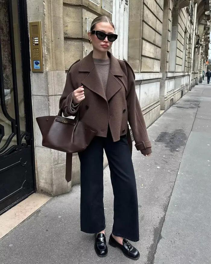 Manteaux longs en laine pour femmes, élégants, gris, revers, boutons, Double boutonnage, poche, à la