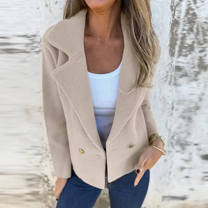 Cardigan décontracté veste col à revers élégant femmes automne hiver manteau vêtements d'extérieur c