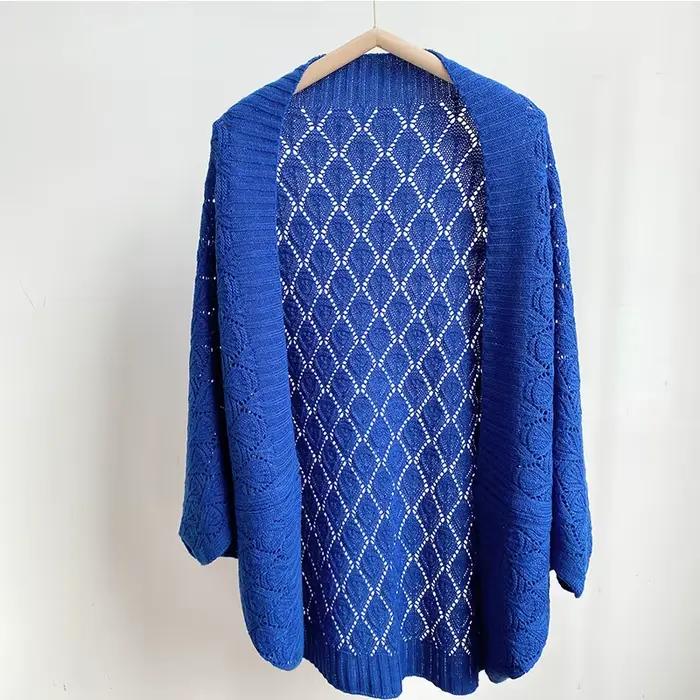 Cardigan multifonctionnel pour femme, écharpe coupe-vent, châle chaud, couleur unie, ajouré, tricoté