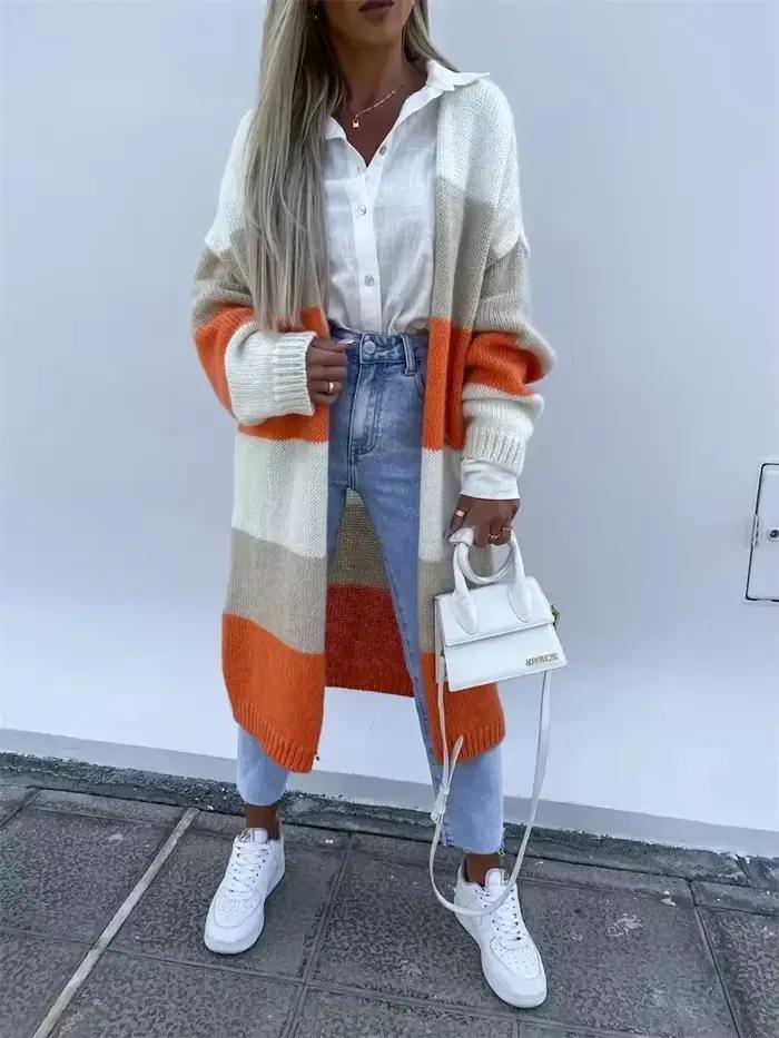 Gilet long à manches longues pour femmes, gilet chaud, streetwear, automne, hiver