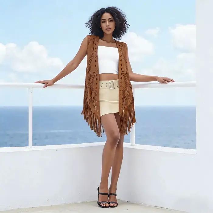 Gilet cardigan ouvert à pompons, nouvelle mode 2026, vente chaude transfrontalière, style coréen déc