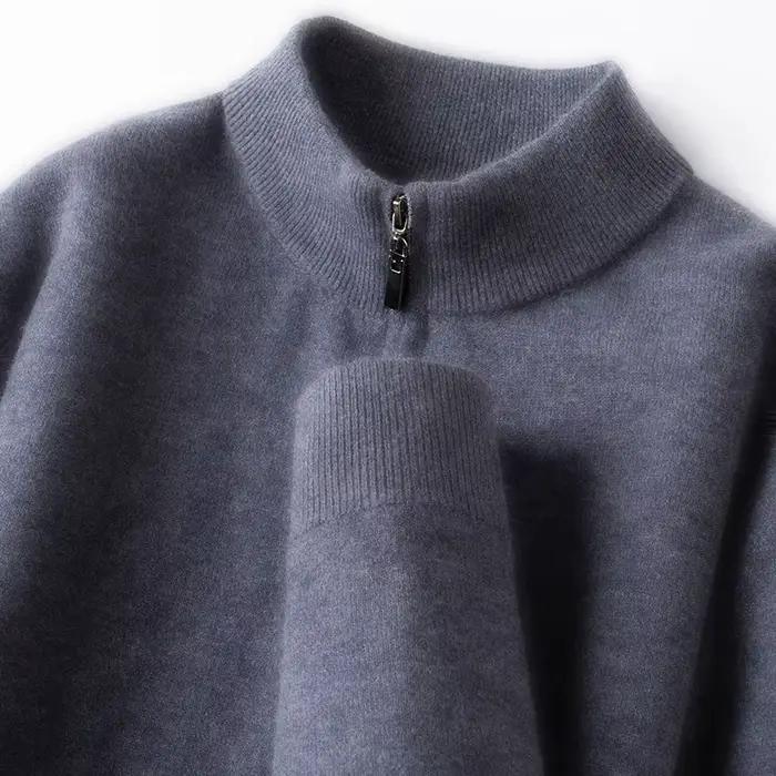 Pull 100 % laine mérinos australienne, fermeture éclair épaisse à col haut de 350 g, thermique et re