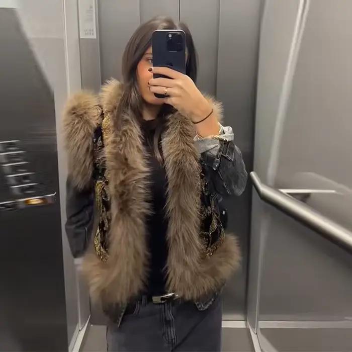 Veste à capuche à paillettes brillantes pour femmes, Parkas tendance avec fermeture éclair, manteaux