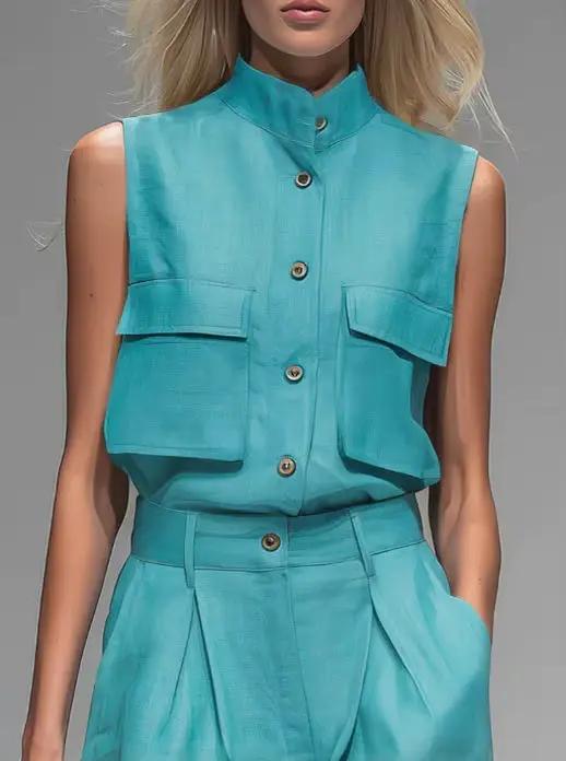 Ensemble de veste sans manches pour femmes, mode féminine, tenue décontractée haut de gamme pour tou