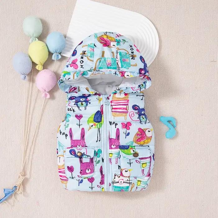 Gilets épais et chauds pour bébé garçon et fille, vêtements d'hiver à capuche avec graffitis colorés