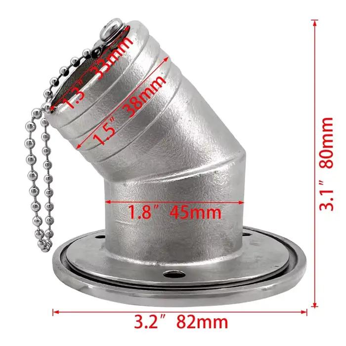 Bateau en acier inoxydable 316 1-1/2"(38mm)/2"(50mm) col coudé 45 °   Matériel de remplissage/boucho