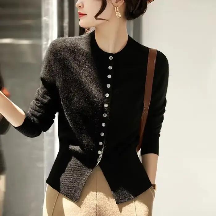 Cardigan court pour femme, pull court, mode coréenne, vêtements chics, vêtements de travail, ventes,
