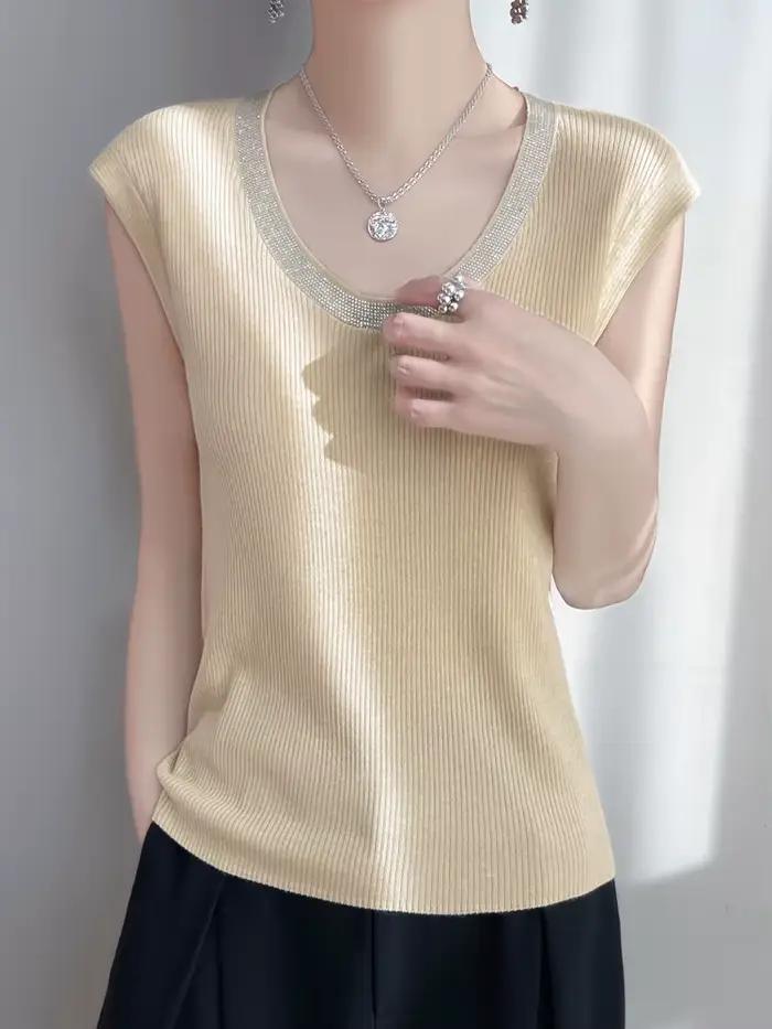 Débardeur en tricot sans manches pour femme, en laine fine, nouvelle collection Printemps/Été 2025, 