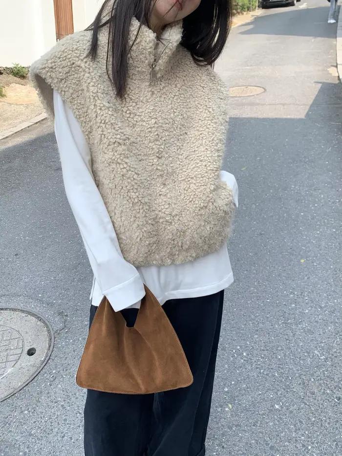 Gilet d'agneau polyvalent haut de gamme, nouveau Style d'automne et d'hiver, gilet doux pour petites