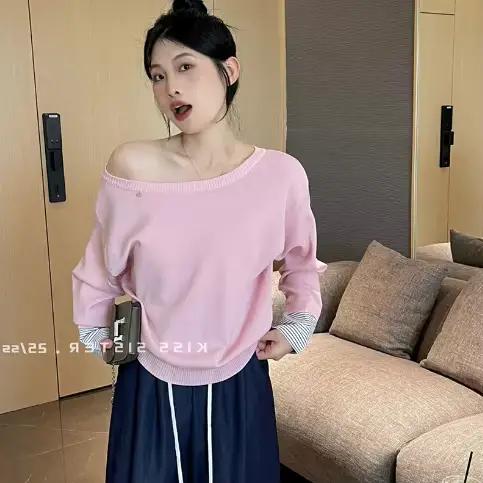 Faux pull deux pièces pour femmes, début du printemps, nouveau Style, chemise épissé, une épaule, co