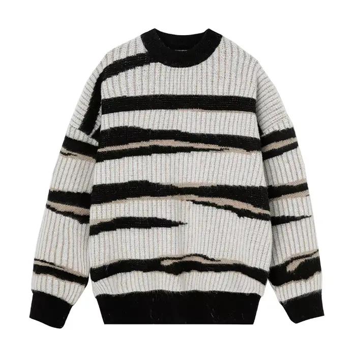Pull à motif de contraste irrégulier, automne hiver, nouveau japonais rétro Imitation cerf en peluch