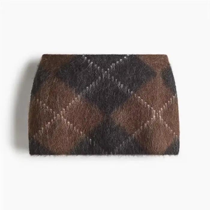 Pulls tricotés flou pour femmes, élégants, col haut, Patchwork, surdimensionné, manches longues, str