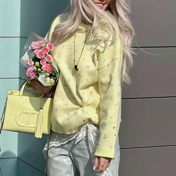 Pull à col rond à fleurs, ample, à capuche, Niche, nouveaux vêtements doux pour femmes, 2025