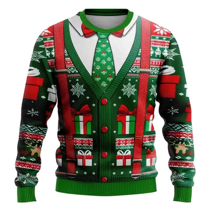 Pull de noël moche à la mode, sweat-shirt graphique drôle de noël, pulls de Cosplay du père noël pou