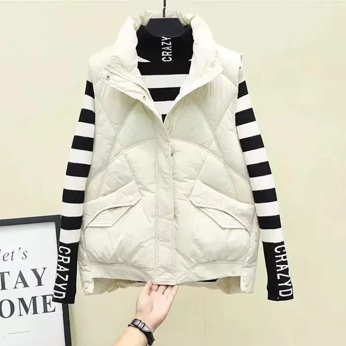Gilet bouffant chaud pour femme, coupe ample, épais, matelassé en coton, vêtements d'extérieur décon