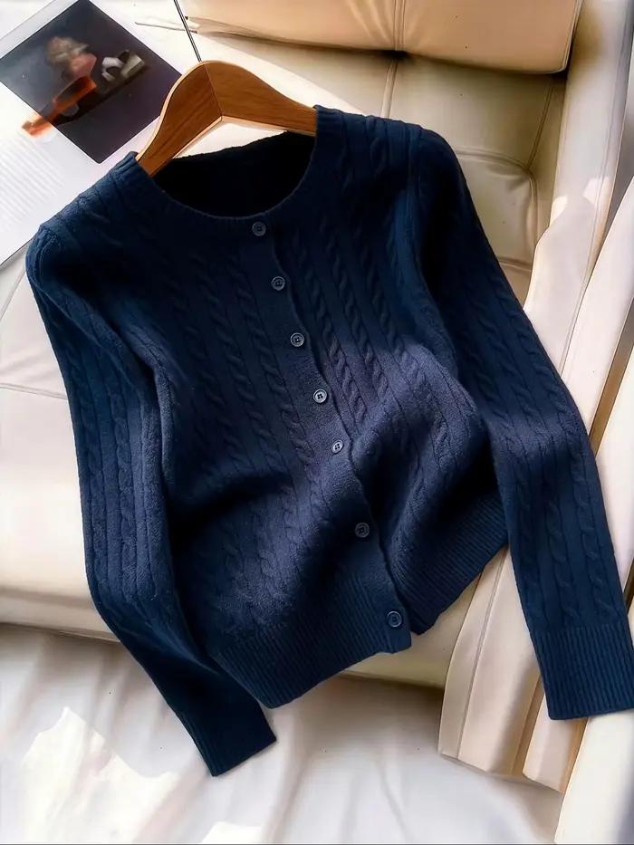 Cardigan en tricot torsadé rétro français à boutons, doux, confortable, polyvalent et élégant pour f