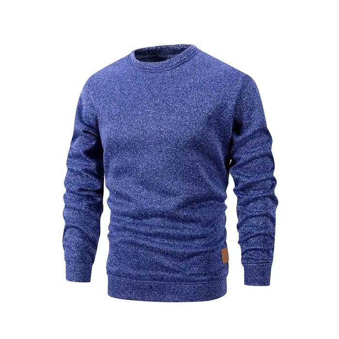 Sweat-shirt à col rond pour hommes, couleur unie, ample, décontracté, mode, chaud, manches longues, 