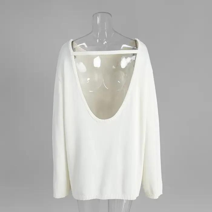 TARUXY dos nu tricoté pull femme ample Sexy à manches longues pull haut décontracté femmes tricots h