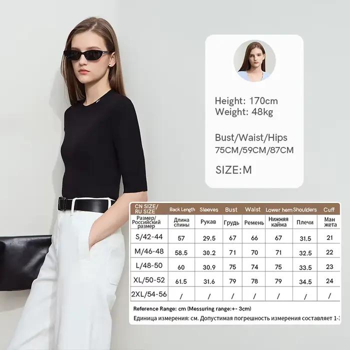 Amii minimalisme tricoté pull pour femmes 2025 automne mi manches solide col rond polyvalent pulls b