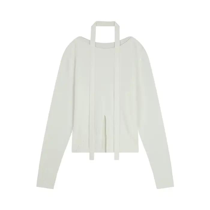 Pull tricoté à lacets doux pour femmes, nouveau produit de tempérament, haut élégant et polyvalent, 
