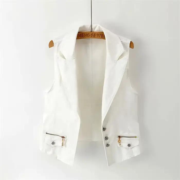 Gilet en Jean femme 2025 nouvelles dames veste en Jean blanc gilet de mode gilet d'été manteau vêtem