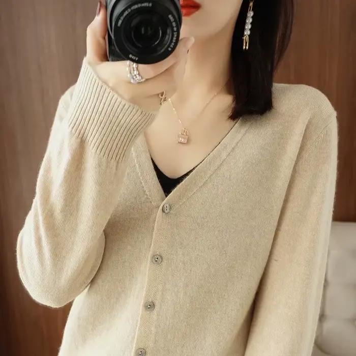 Veste pull courte tricotée à col en v pour femme, vêtement d'extérieur, grande taille, Cardigan ouve