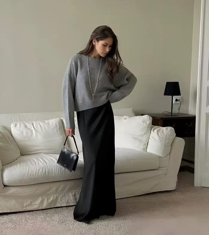 FSMG – pull tricoté à col rond pour femmes, ample, manches longues, taille haute, décontracté, épais