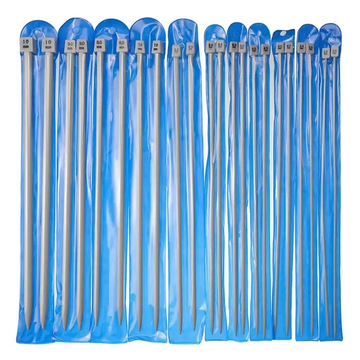 Looen 22 pièces/lot 2.0mm-8.0mm ensemble d'aiguilles à tricoter 35cm pointe unique bricolage tissage