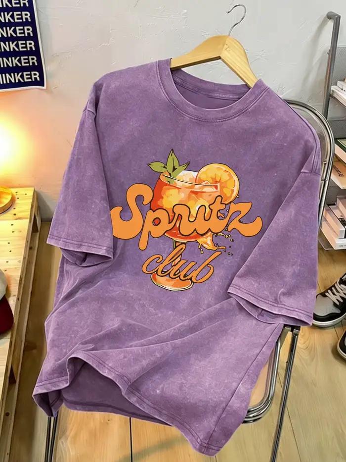 T-shirt Rétro Lavé pour Homme avec Motif 'Vin à la Saveur d'Orange Délicieux', en Coton Doux et Resp