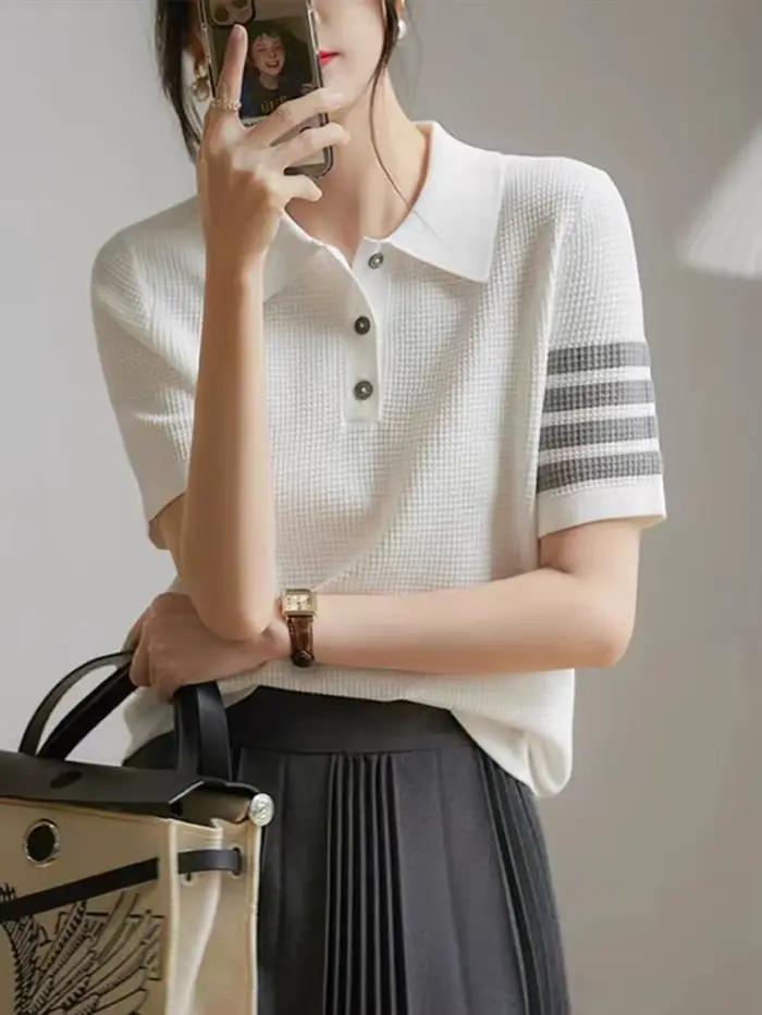 Pull de Style coréen pour femmes, nouvelle vitalité jeune, col Polo rajeunissant, à la mode, Base am