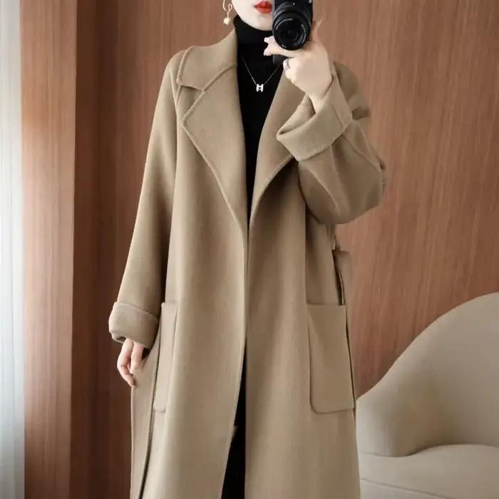 Manteau 100 % Laine pour Femme, Collection Automne/Hiver 2026, Tendance et Élégant, Manteau Long en 