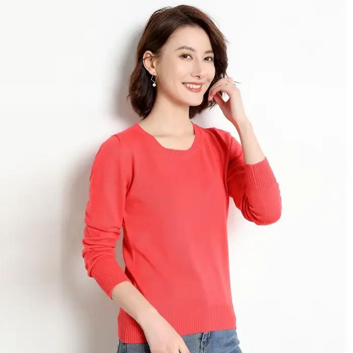Pull en tricot à col rond pour femme, manches courtes, manches longues, confortable, doux, style déc
