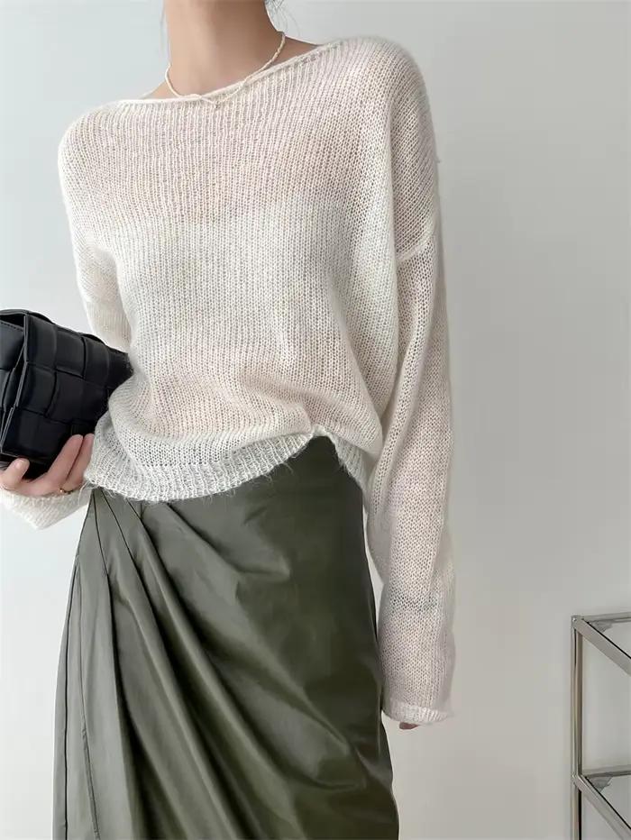 Cardigan en tricot Mohair doux, haute Proportion d'automne, nouveau haut court ample et fin
